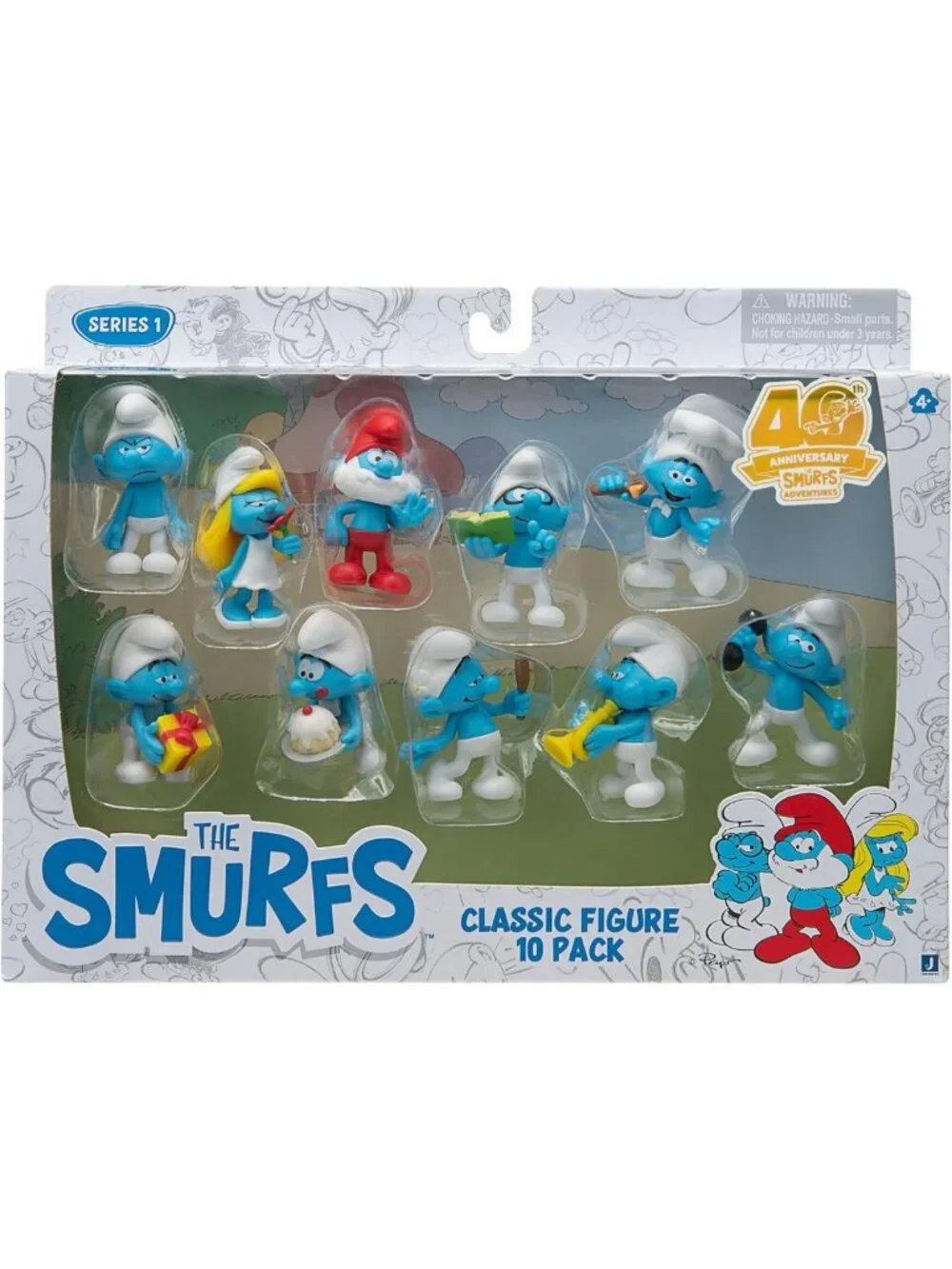 40th Anniversary Smurfs 10-Pack Figures - Includes Smurfette, Papa Smurf & More!